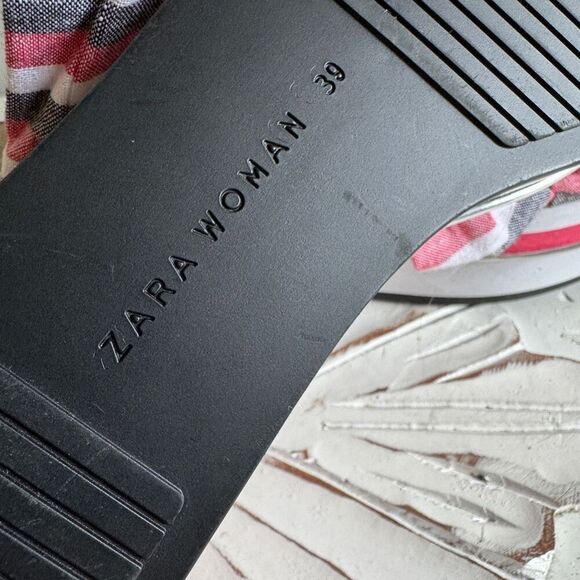 Zara red, white, and blue ribbon tie platform sandal size 39 - Picture 5 of 8